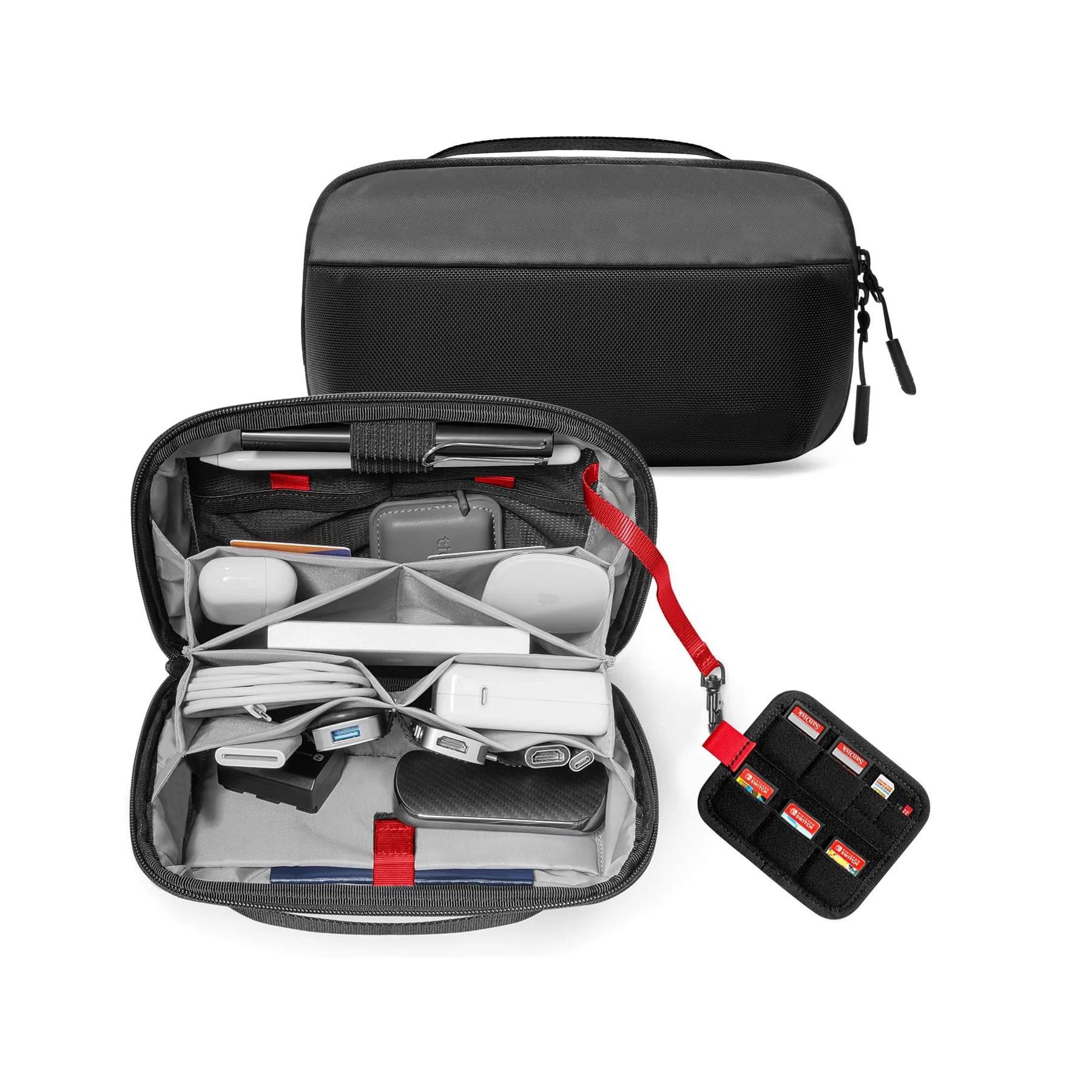 Tech Accessories Case - トラベルテックオーガナイザーポーチ、防水多機能電子機器アクセサリーケース（ケーブル、充電器、モバイルバッテリー用）