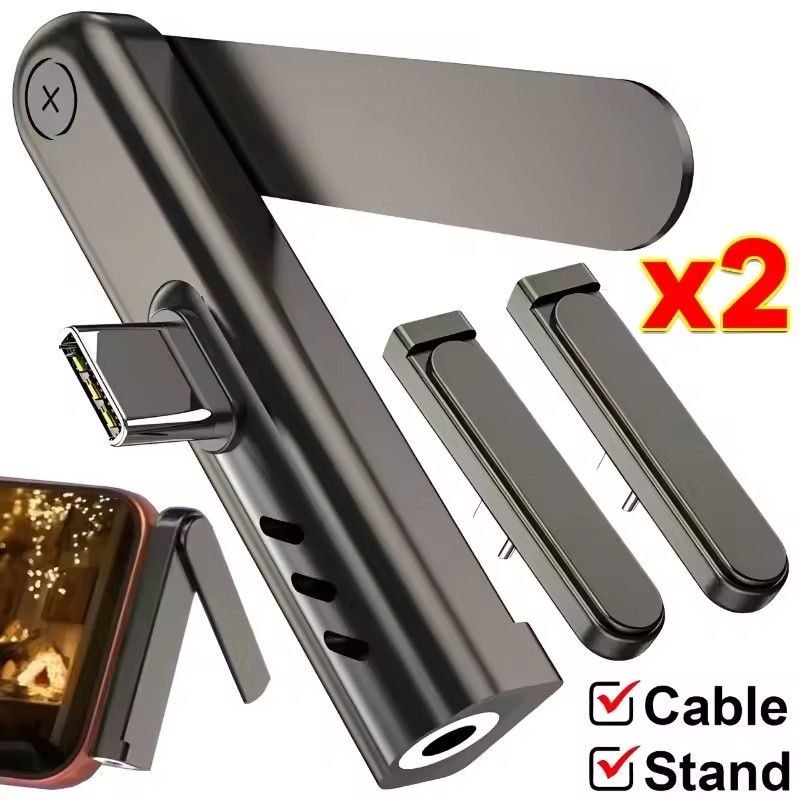 Phone Stand Aluminum - 2/1 個ポータブル USB C から 3.5