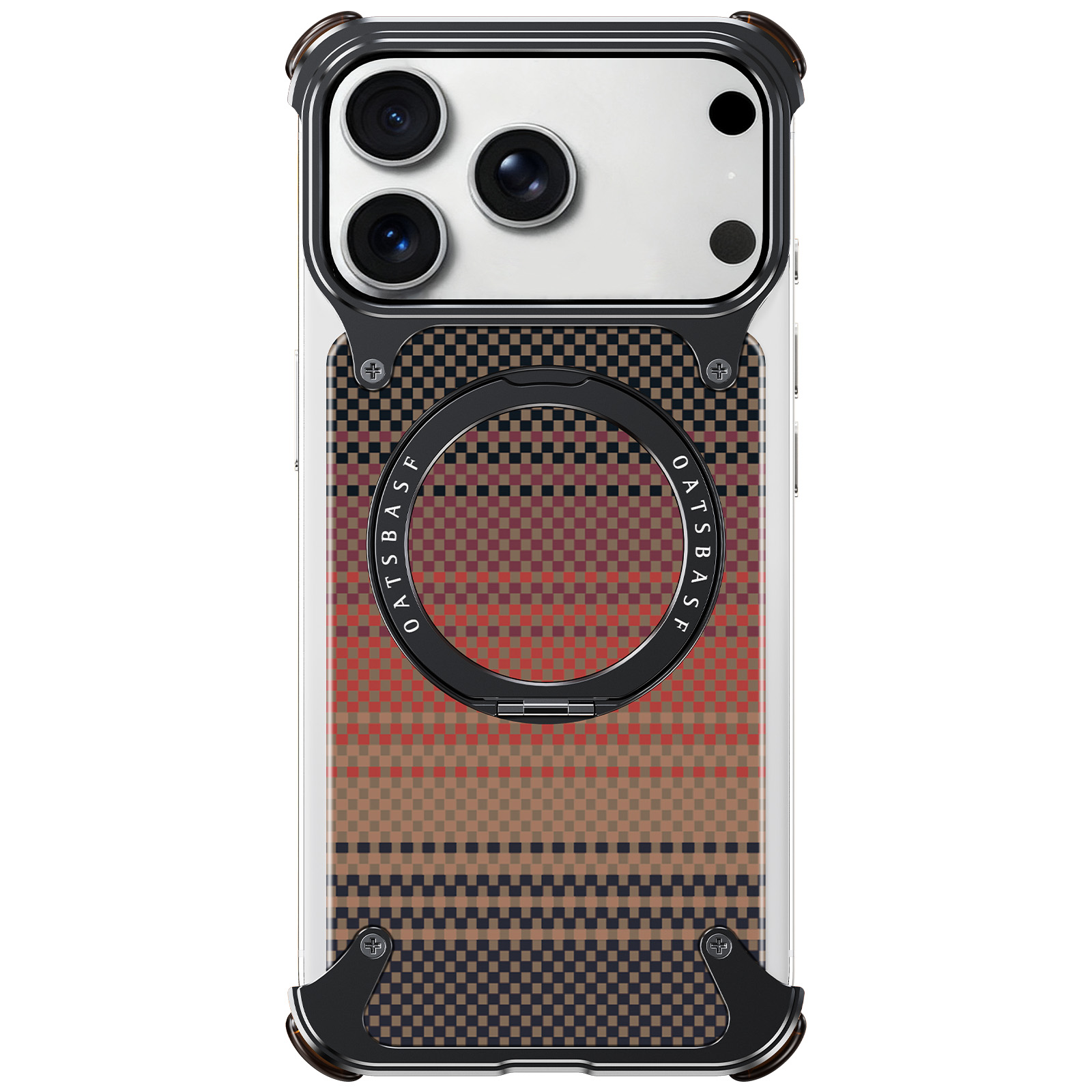 Phone Stand Aluminum - Oatsbasf カーボンファイバーテクスチャードフォンケース iPhone 17 Pro/Pro Max/Air用