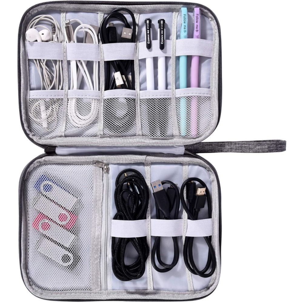 Tech Accessories Case - 電子機器オーガナイザーバッグ防水キャリングポーチトラベルバッグユニバーサルケーブルオーガナイザー電子機器収納バッグアクセサリー