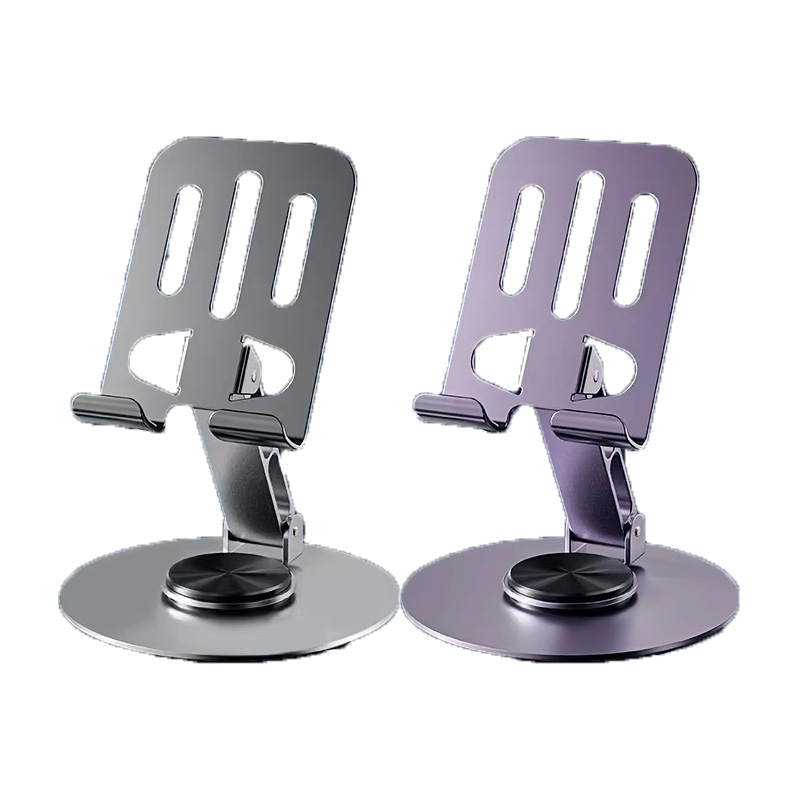 Phone Stand Aluminum - スマホスタンド360 ° 回転式携帯電話ホルダー ユニバーサルオールメタルアルミブラケット 折りたたみ式ダブルシャフトデザイン 安定性のある落下防止