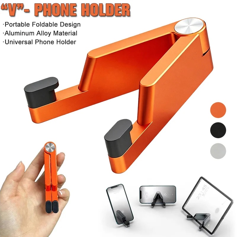 Phone Stand Aluminum - アルミ製携帯電話ホルダー ミニサイズ 折りたたみ式デスクマウントブラケット V型携帯電話クレードル 折りたたみ式携帯スタンド