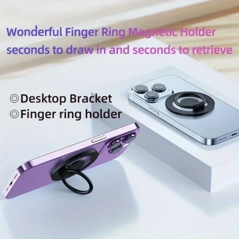 Phone Stand Aluminum - 両面磁気式スマホスタンド 360 ° 回転式アルミ合金製折りたたみ式強力マグネット iPhone 15