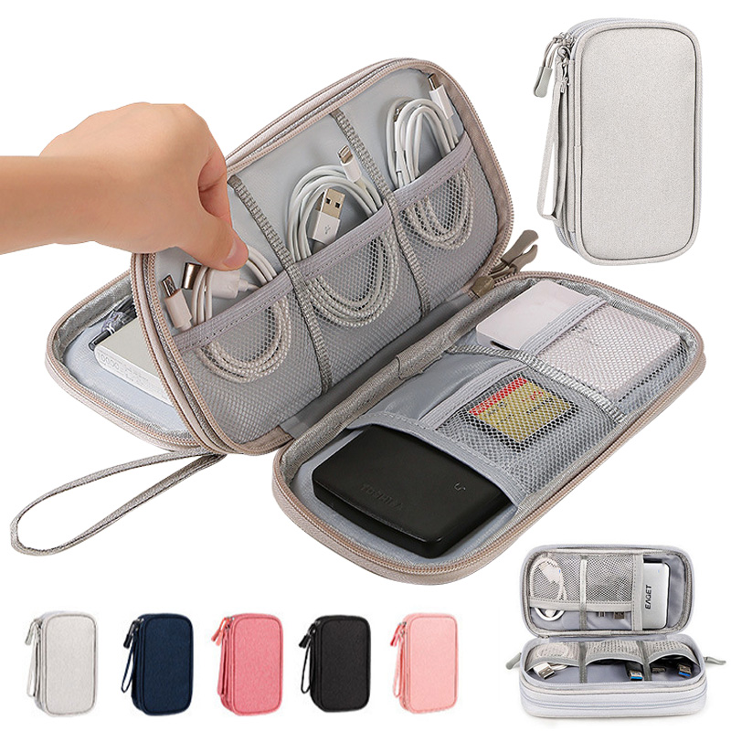 Tech Accessories Case - 多色ポータブルトラベルデジタル収納バッグ - 充電器、USBケーブル、モバイルバッテリー、イヤホン用電子機器ケーブルオーガナイザーポーチ