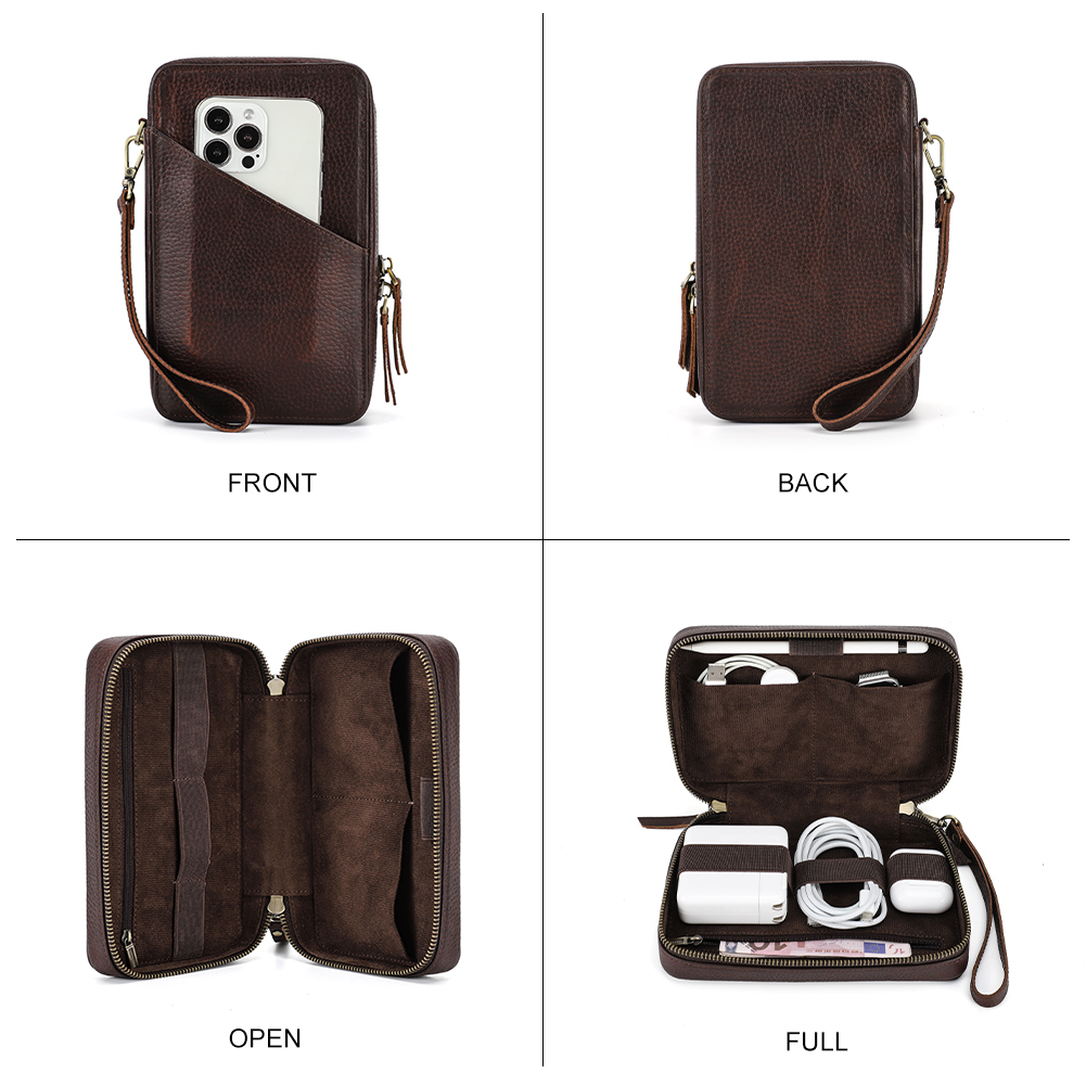 本革のポータブルUSBデータケーブル,収納バッグ,電子機器ケ - Tech Accessories Case のレビューと価格