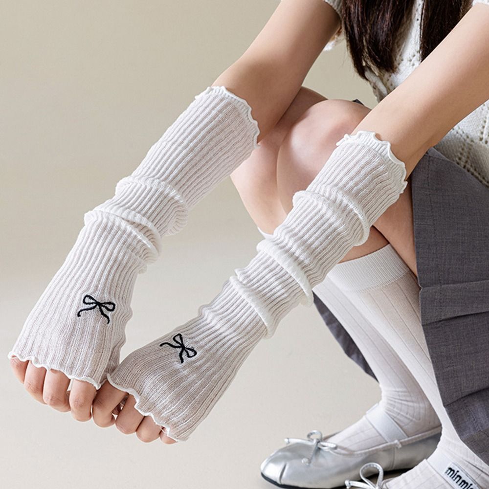 Y2K 刺繍入りリボンロリータレース手袋弾性暖かい腕指なしミ - Y2K Tech Accessories のレビューと価格