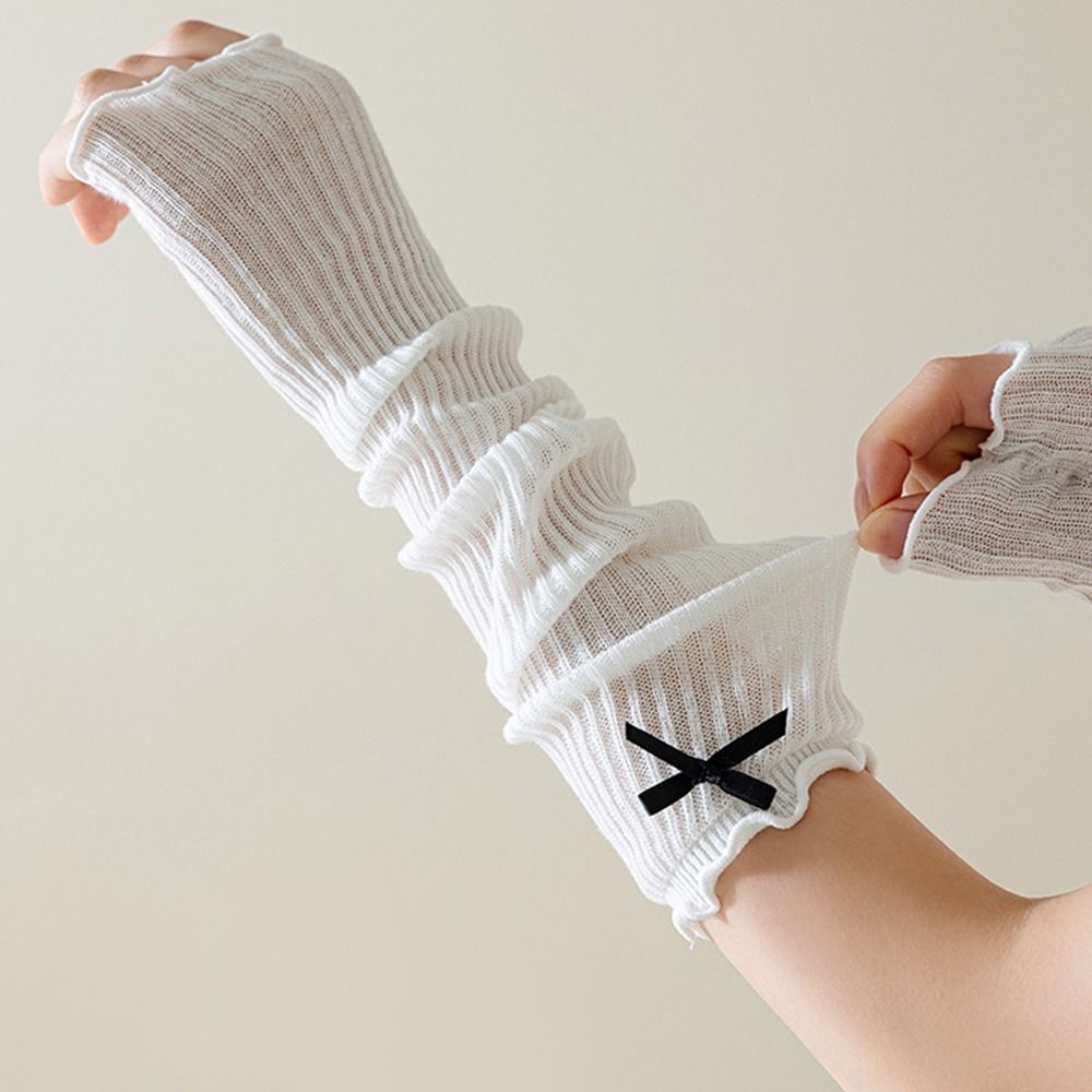 Y2K 刺繍入りリボンロリータレース手袋弾性暖かい腕指なしミ - Y2K Tech Accessories のレビューと価格