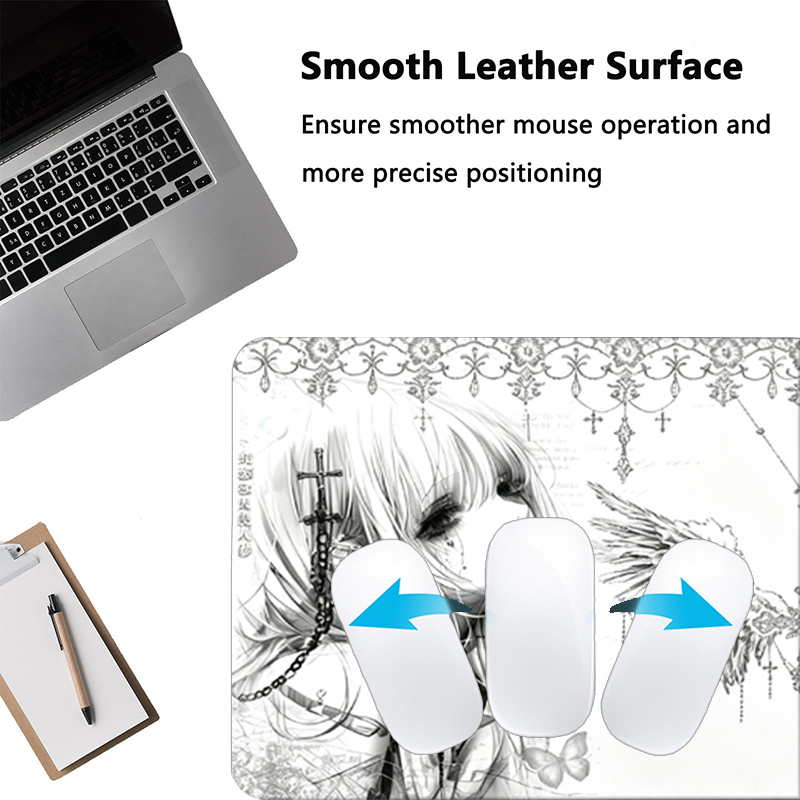 レザーマウスパッド黒白アニメ美学エンジェルガールマウスパッド - Tech Gaming Accessories のレビューと価格